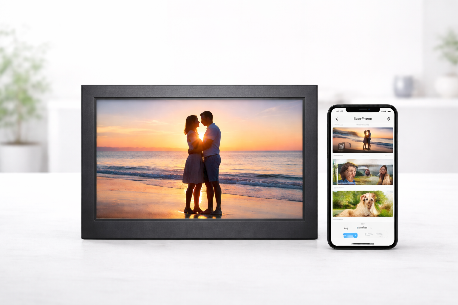 EverFrame 10.1″ Smart Wi-Fi Digital Photo Frame with HD Touchscreen & 16GB Storage