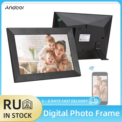 Andoer 10.1 Inch Smart Wifi Photo Frame Digital Picture Frame HD IPS Touch-Screen 1280*800 Photo 1080P Video 16GB Storage