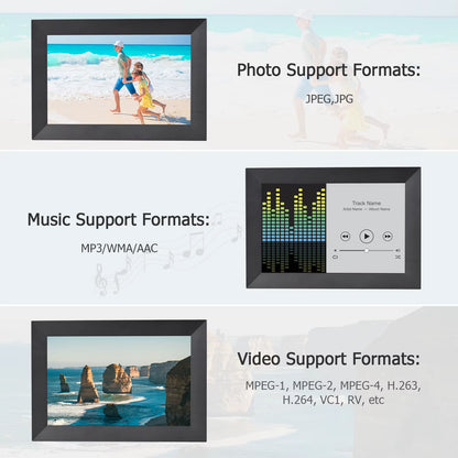 Andoer 10.1 Inch Smart Wifi Photo Frame Digital Picture Frame HD IPS Touch-Screen 1280*800 Photo 1080P Video 16GB Storage