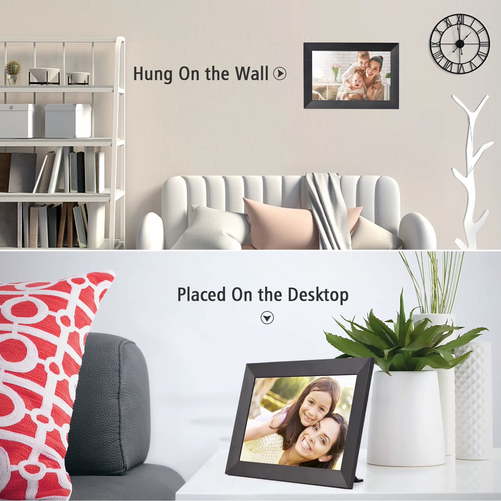 Andoer 10.1 Inch Smart Wifi Photo Frame Digital Picture Frame HD IPS Touch-Screen 1280*800 Photo 1080P Video 16GB Storage